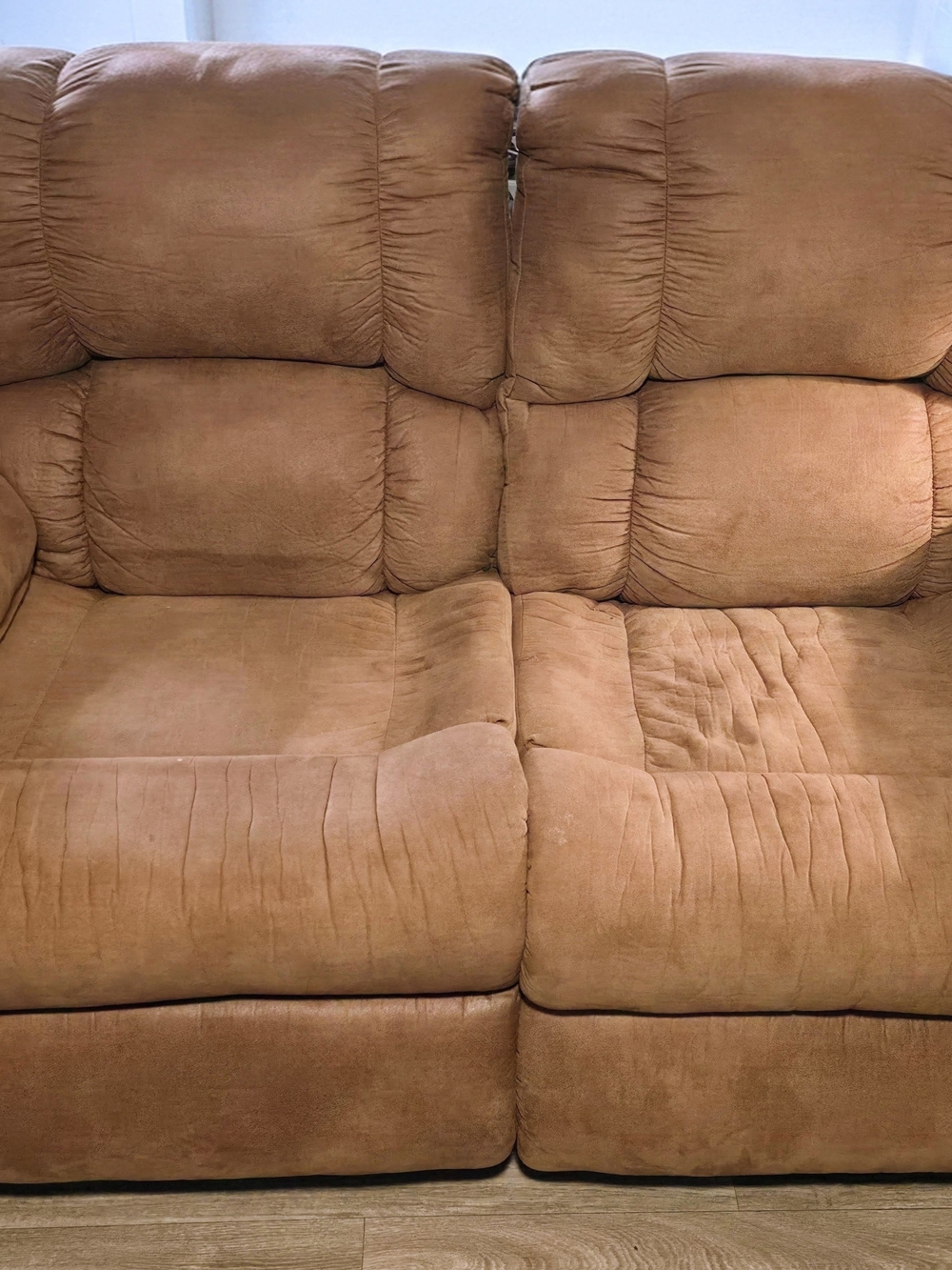 2-Seat Rocking Reclining Loveseat – Dual Recliners - Tan